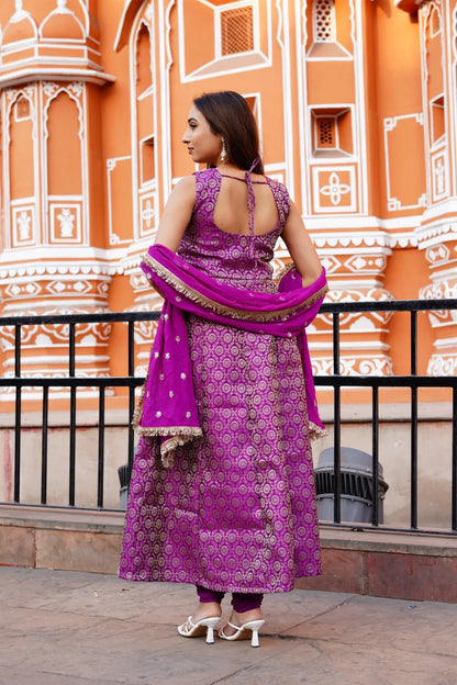 Royal Orchid Banarasi Anarkali Set - 3419 - Gheraa10209