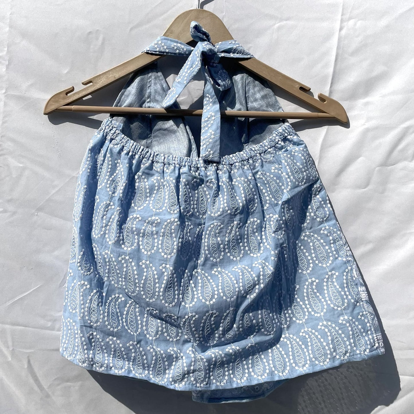 Grey Chikan Butterfly Halter Neck Cotton Top - KJ0118 (( Clearance Sale ))