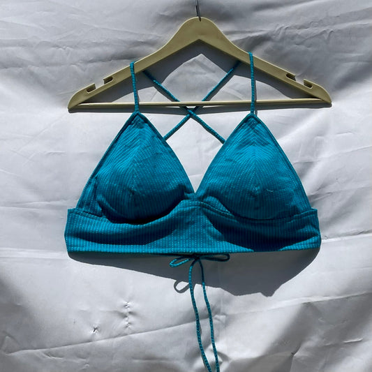 Turquoise Kantha Cotton Bra - KJ0132