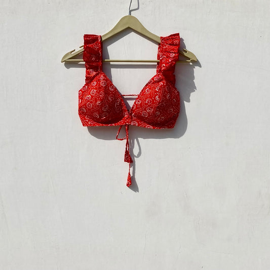 Orange motif Removable Pads Bra - KJ10029