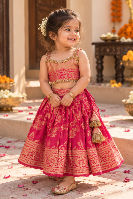 Pink Banarasi Brocade Lehenga Set – A Little Touch of Royalty - PC001