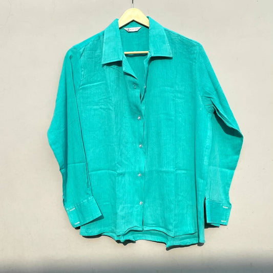 Rama Green Solid Cotton Shirt - KJ0385