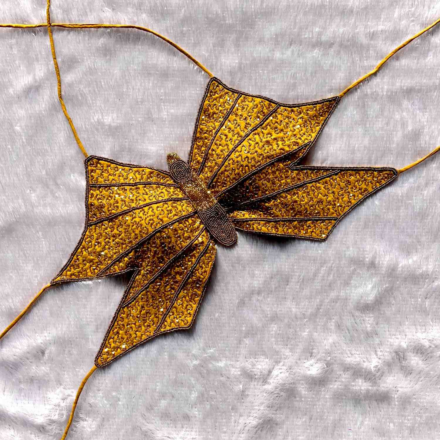 Mustard Handwork Butterfly Top - KJ0333 – Kajrakh