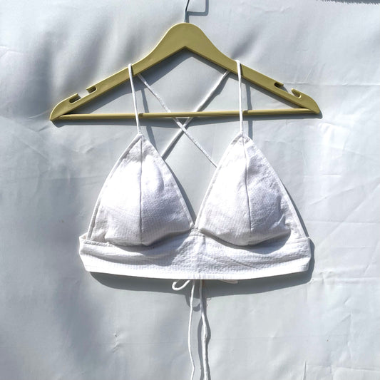 White Kantha Cotton Bra - KJ0144