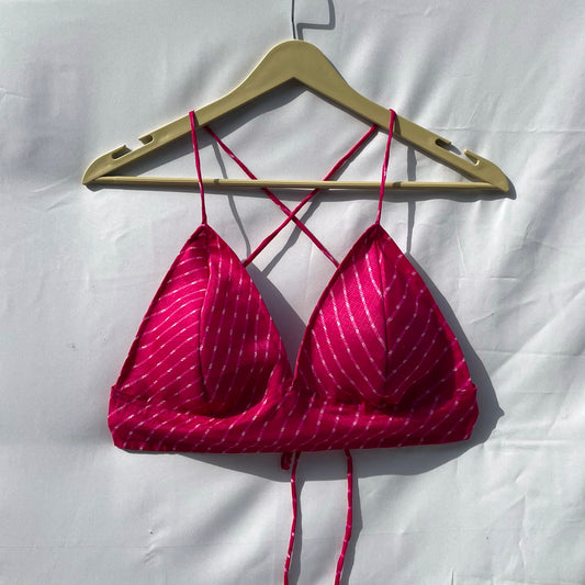 Pink Lehariya Kota Doria Bra - KJ0141