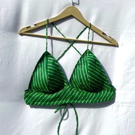 Green Lehariya Kota Doria Bra - KJ0143