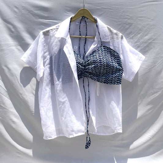White Plain Mul Shirt & Top Combo - KJ0148