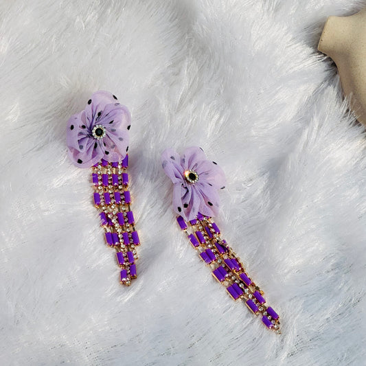 Purple Petal Sparkle Earrings- IY0545