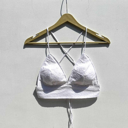 White Chikan Hakoba Cotton Bra - KJ0536