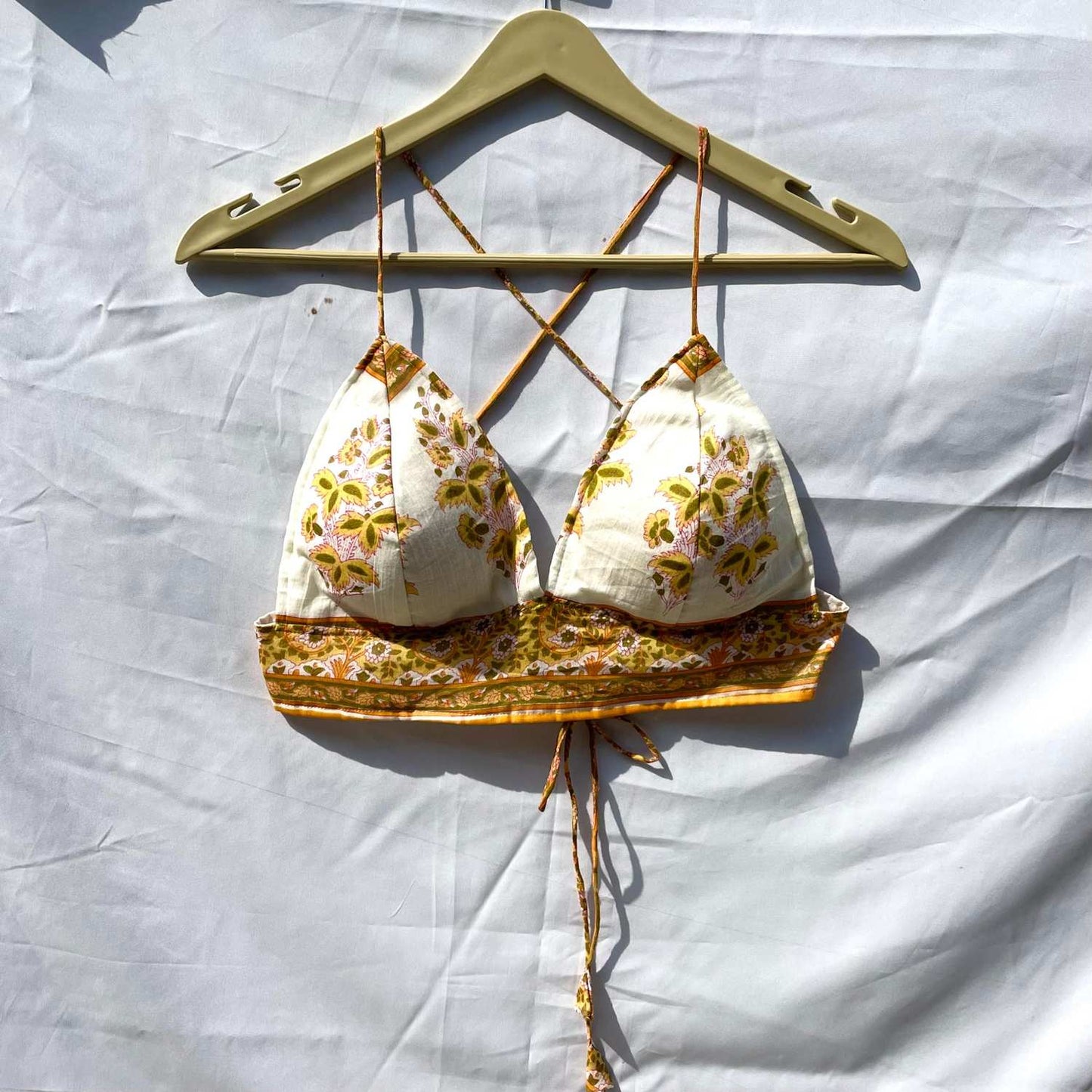 White Yellow Floral Mul Bra - KJ0292 (Clearance Sale)