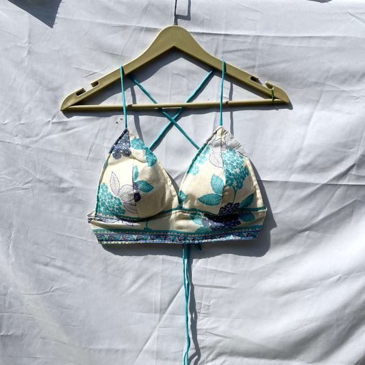 White Blue Leaf Mul Bra- KJ0294