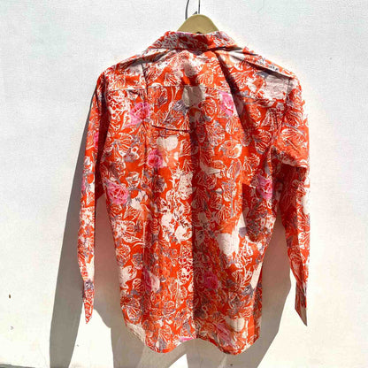 Peach Floral Overall Mul Shirt - KJ0557