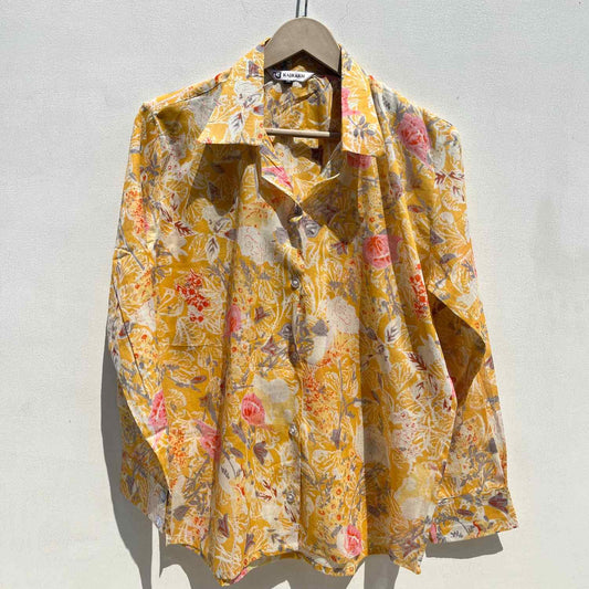 Yellow Floral Overall Mul Shirt - KJ0556