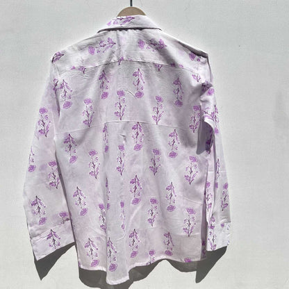 White Lavender Butti Mul Shirt & Bra Combo - KJ0579