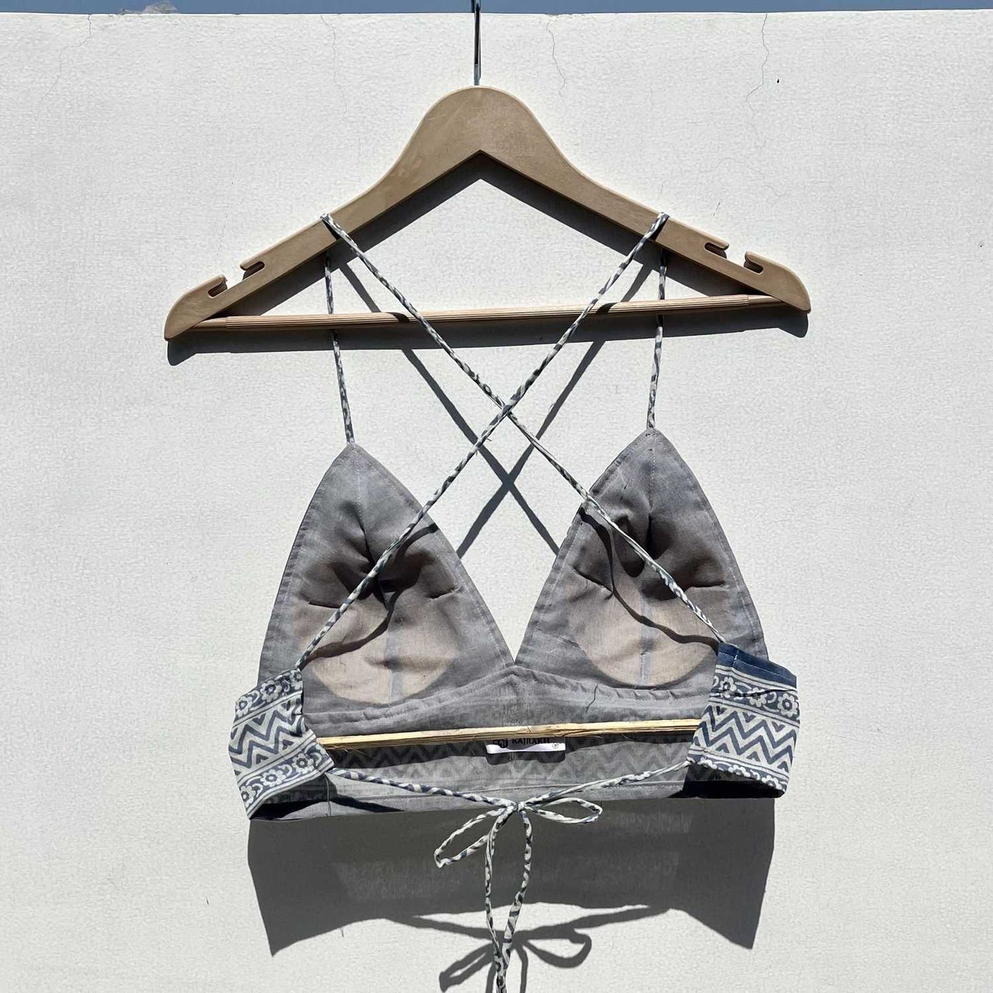 Grey Leaf Cotton Bra - KJ0561