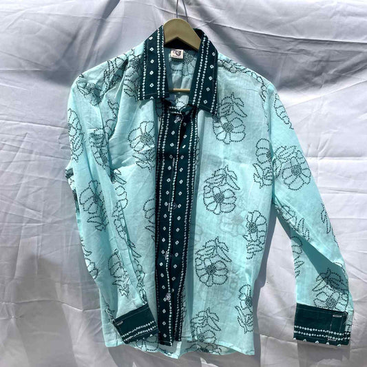 White Teal Bandej Mul Shirt - KJ0388