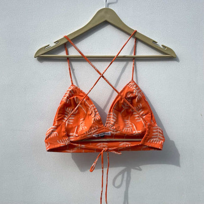 Neon Orange Hand Block Bra- KJ0308  ( Clearance Sale Item )