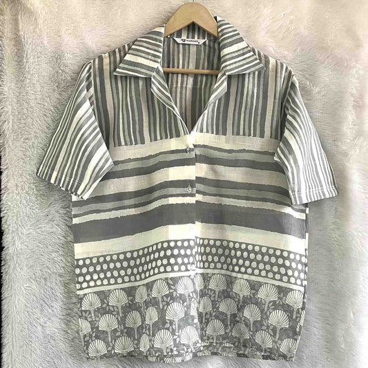 Grey Stripe Mul Shirt - KJ0619