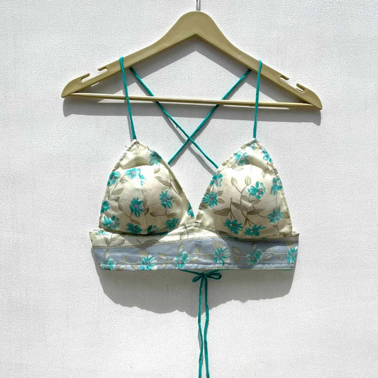 White Blue Floral Mul Bra- KJ0312