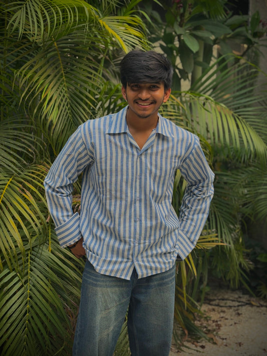 Trendy Blue Striped Shirt - AA10130