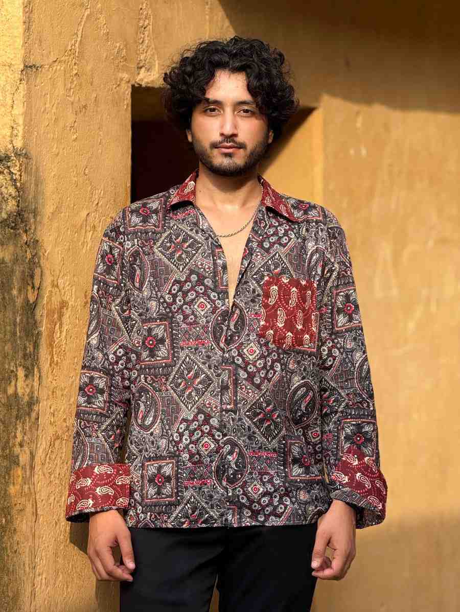 Black & Red Premium Printed Shirt - AA10131