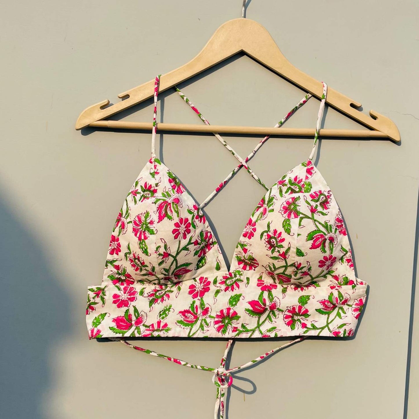 White Pink Jaal Cotton Bra- KJ0266 (Clearance Sale)