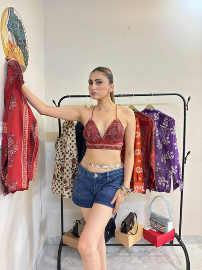 Rust Rimari Mul Shirt and Bra Combo - KJ10453