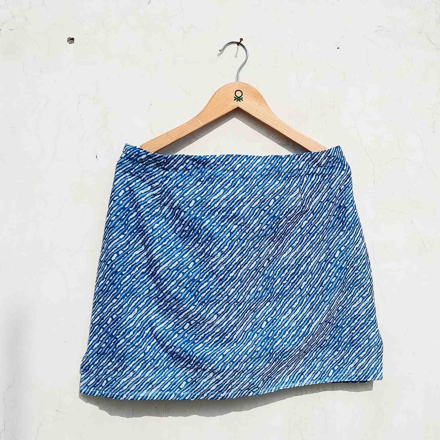 Blue Lehariya Cotton Skirt - KJ0017