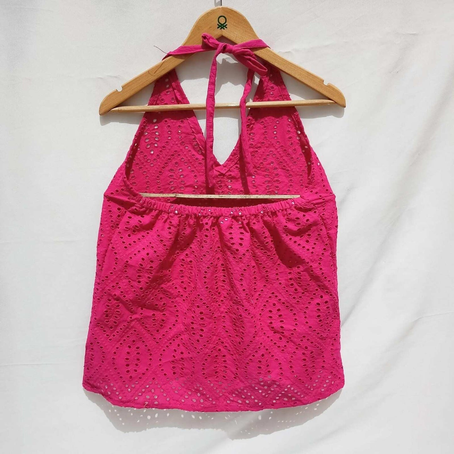 Magenta Chikan Halter Neck Cotton Top - KJ0022