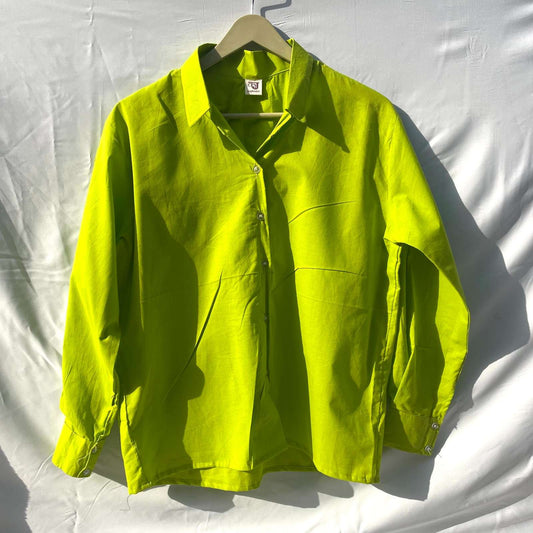 Green Solid Cotton Shirt - KJ0156