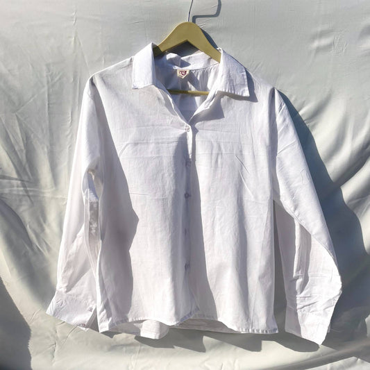 White Solid Cotton Shirt - KJ0159