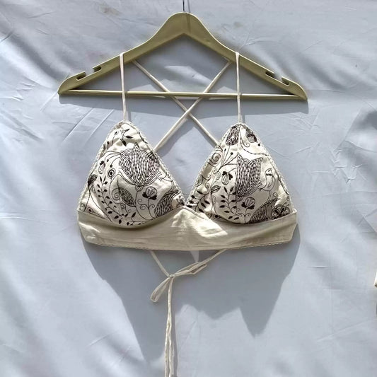 Off White Embroidery Bra - KJ0178