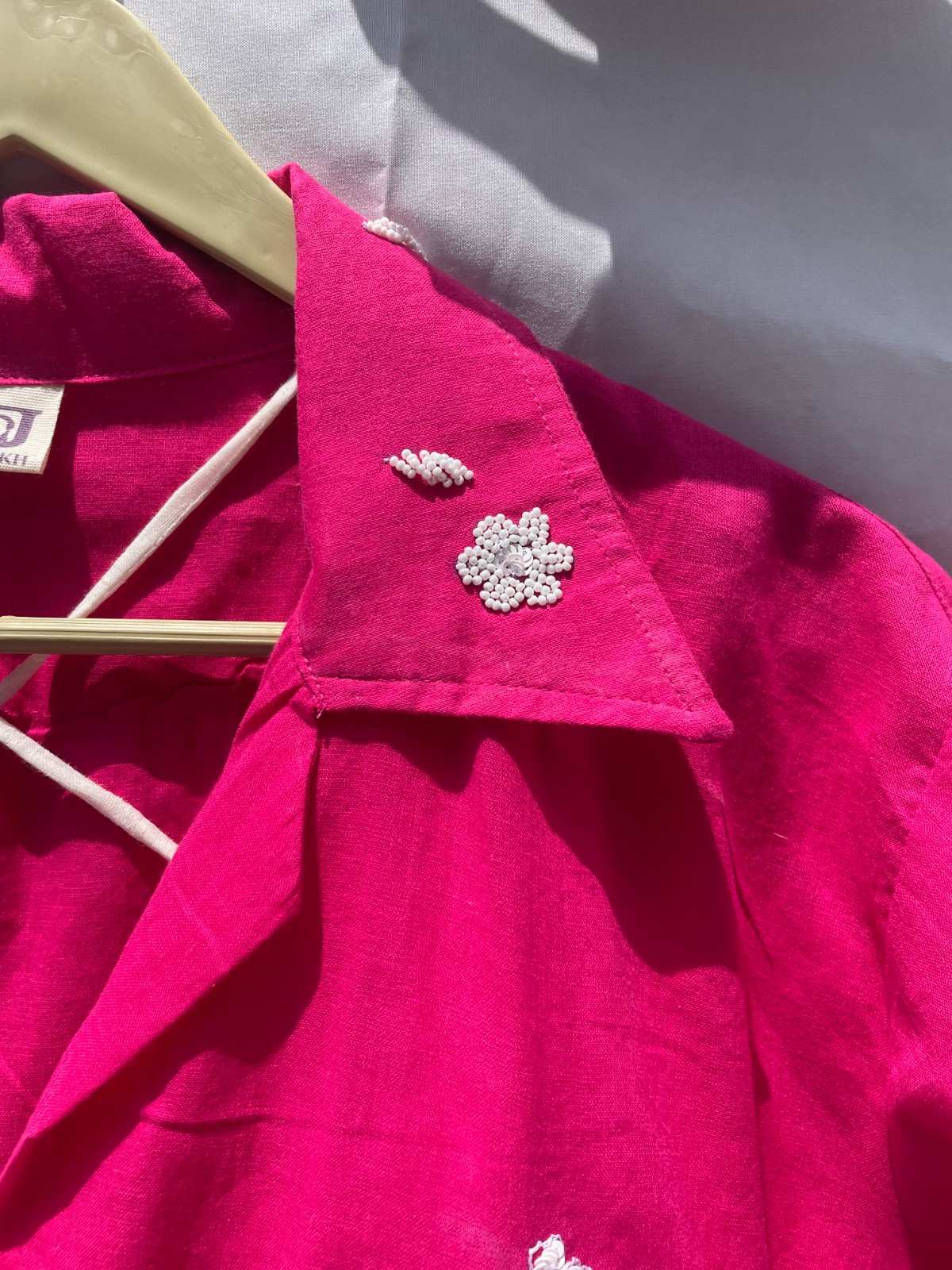 Pink Embroidery Shirt & White Chikan Bra Combo - KJ0223