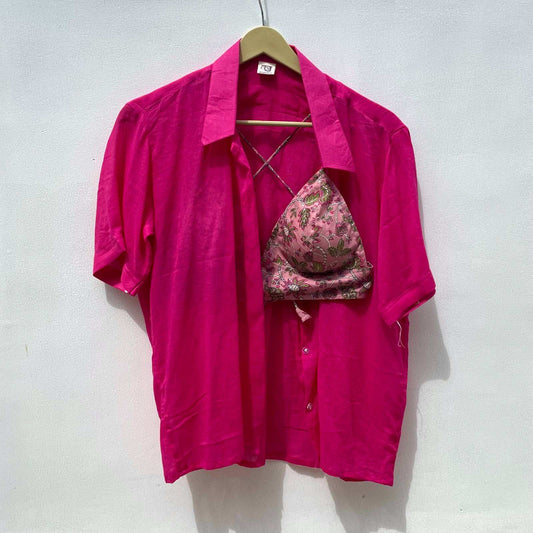 Pink Mul and Light Pink Floral Bra Combo - KJ0230 (Clearance Sale)