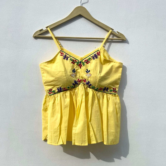 Yellow Kalakaari Hand Embroidered Top - KJ0189