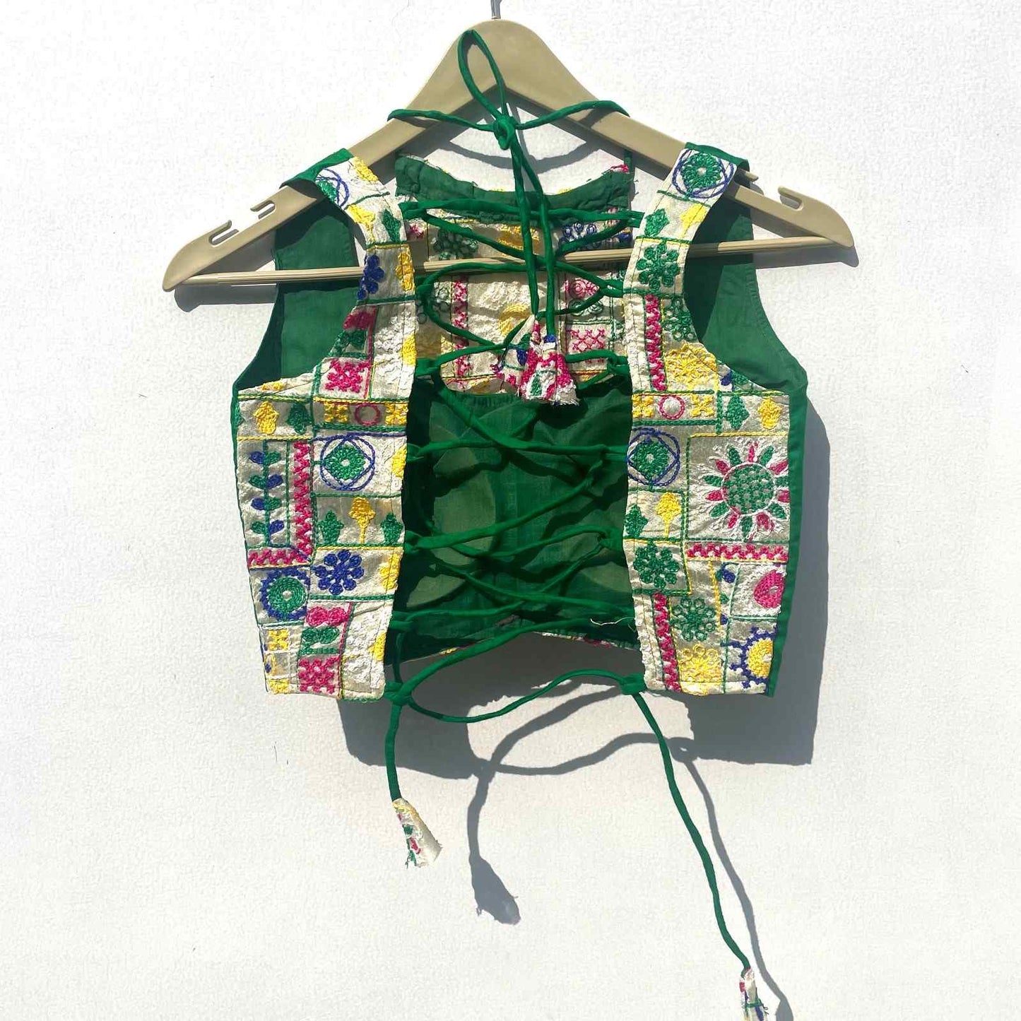 Green Gujrati Embroidery Top - KJ0190