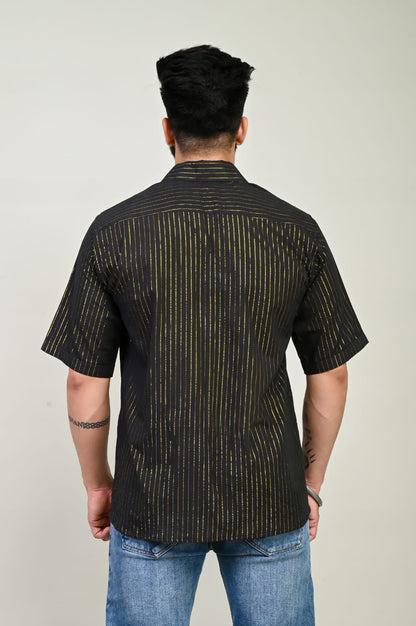 Black Lurex Cotton Shirt - 350 - AA0376