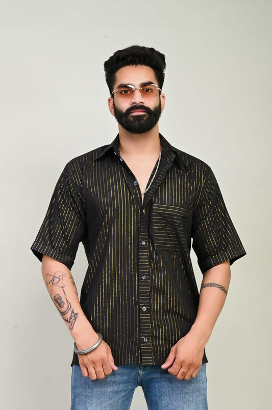 Black Lurex Cotton Shirt - 350 - AA0376