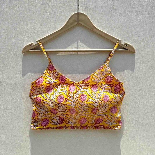 Yellow Handblock Sports Bra - KJ0610