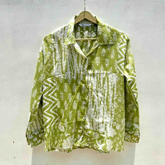 Light Green Patch Mul Shirt - KJ0608