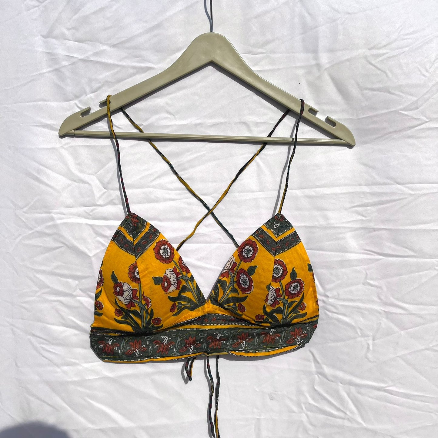 Yellow Floral lil Removable Pads Bra - Kj10387