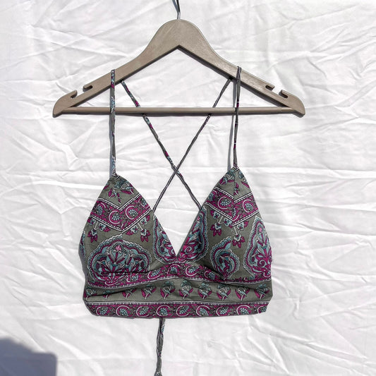 Grey Pink Jaal lil Removable Pads Bra - Kj10388