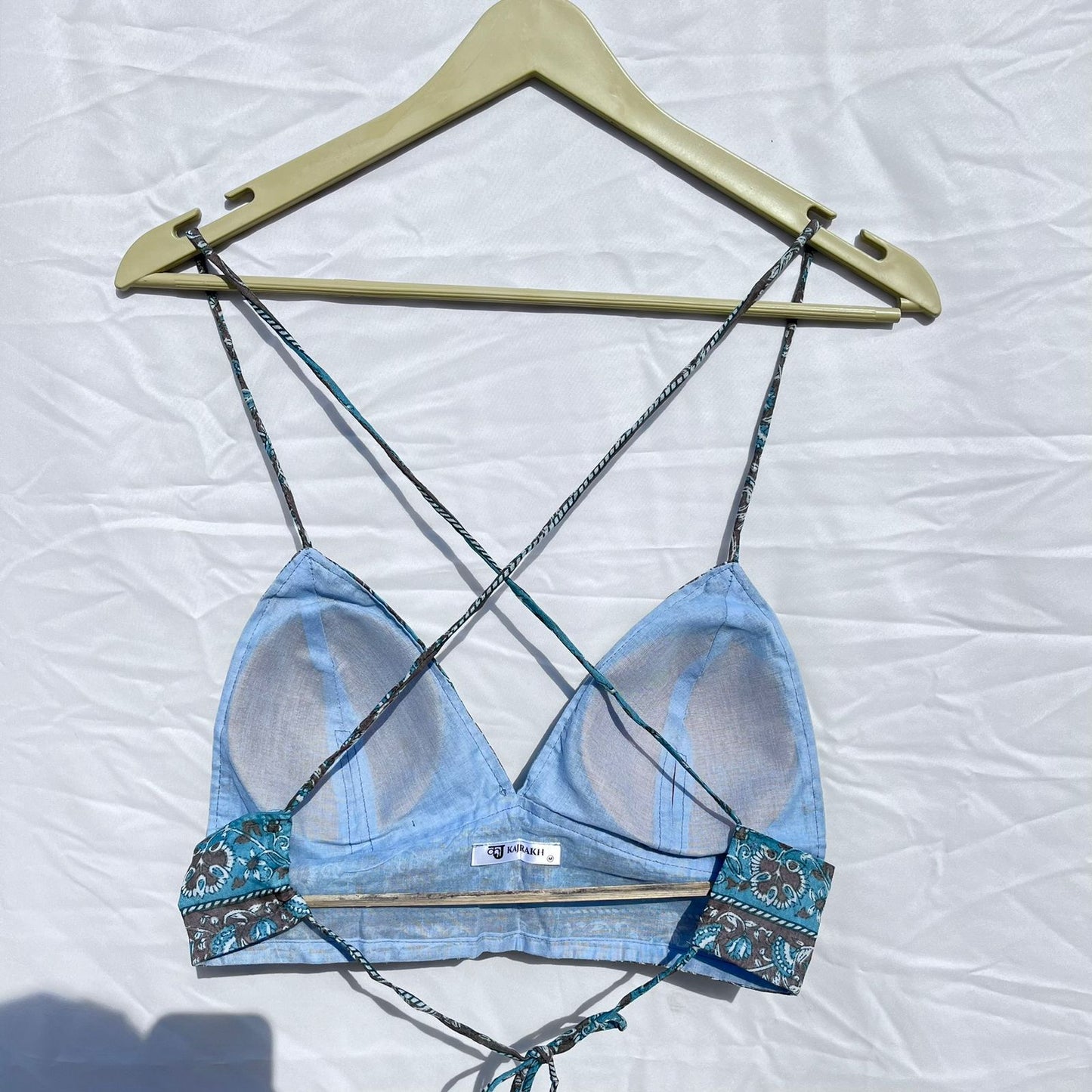 Blue Grey Floral lil Removable Pads Bra - Kj10390
