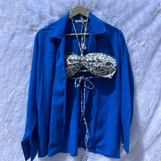 Crush Blue Shirt and New Poetry Bra Combo - KJ10416