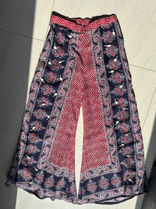 Navratri Blue Ajrakh Palazzo - KJ10475