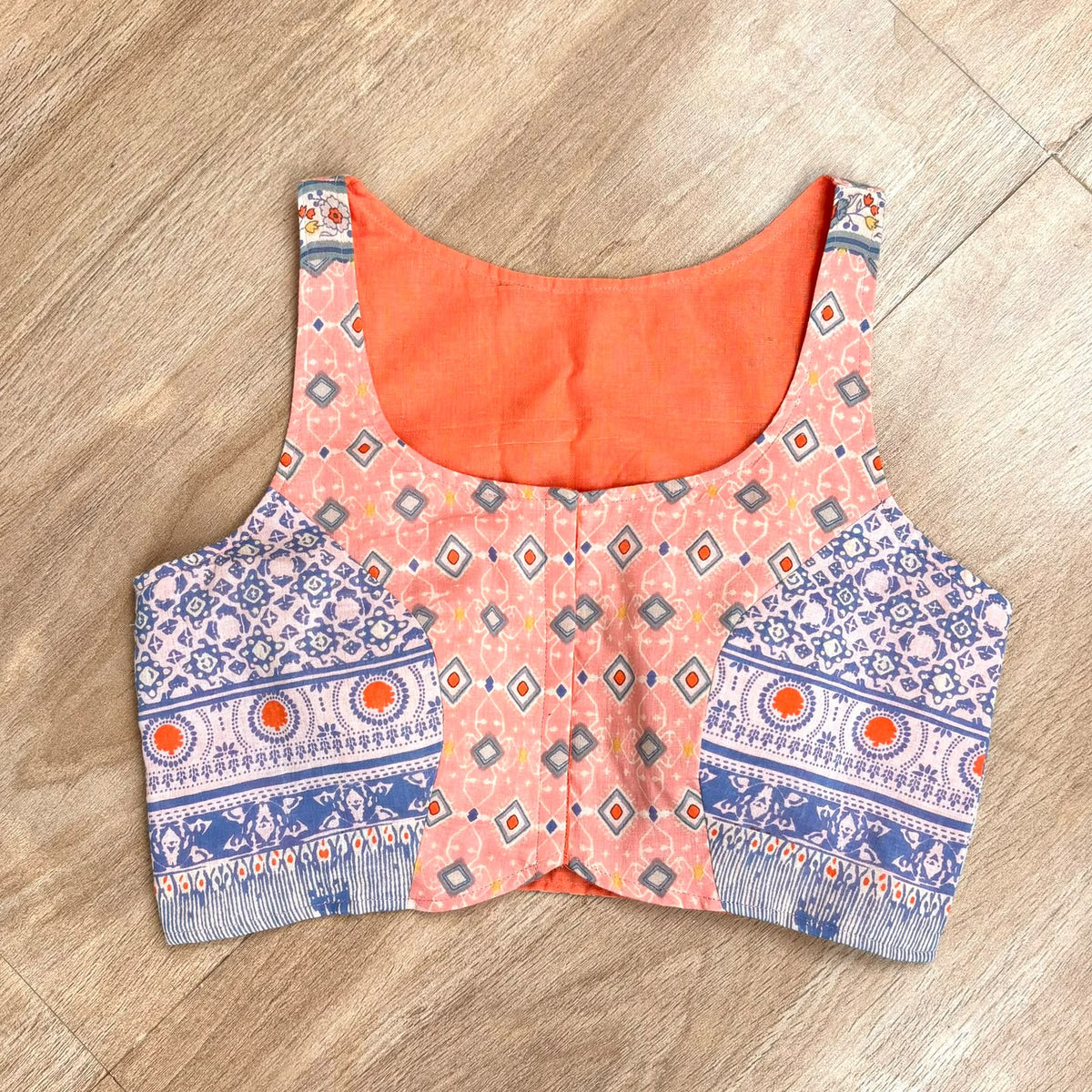 Peach Blue Poetry Cotton Blouse - 1000 - FAL10485