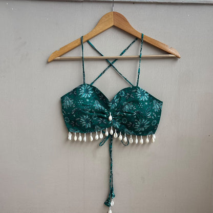 Navratri Rama Green Jaal With Shell Padded top - KJ10495