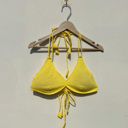 Yellow Plain Snail Shape Padded Bra - Kj10511