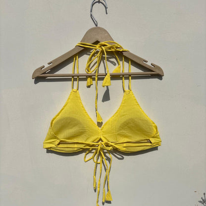 Yellow Plain Snail Shape Padded Bra - Kj10511