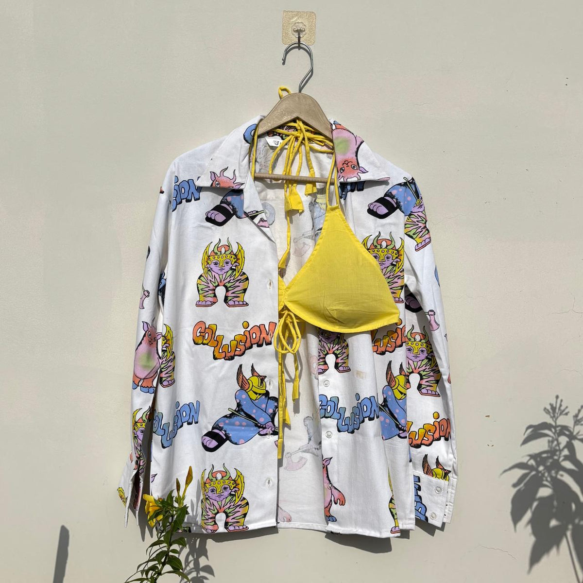 Co-ord Set Wildtoon Denim Shirt and Yellow Bra and Shorts - KJ10508